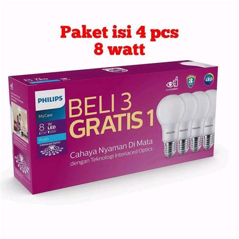 Jual Paket Isi 4 Lampu Philips MyCare LED 8W Multipack 8 Watt Di Seller