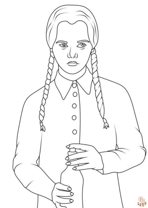 Printable Wednesday Addams Coloring Pages Gbcoloring