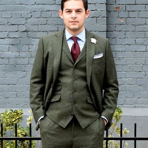 Men Green Tweed Suit Wedding Suit Groom Wear Suit 3 Piece Suit Etsy