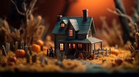 Premium AI Image | Miniature haunted house diorama Halloween