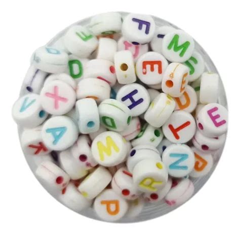 720u Cuentas Plasticas Letras Blancas Planas Redondas 7 Mm En Venta En