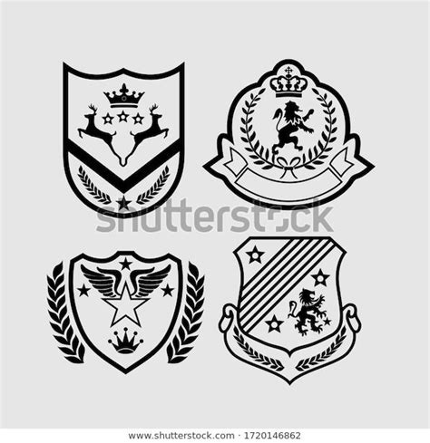 Black White Badges Embroidery Others Heraldic Stock Vector Royalty