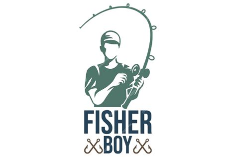 Premium Vector Logo Fishing Fisher Boy