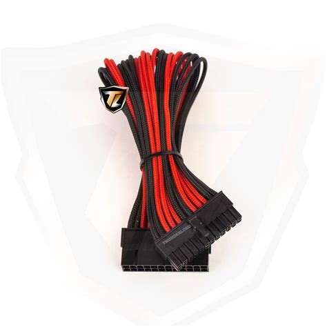 Cabo Extensor Sleeve Gamer Pinos Atx Malha Nylon Preto Vermelho