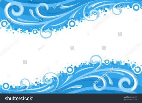 Water Waves Borders Isolated Over White Stock Vector 81148177 ...