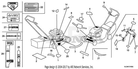 Honda HRR216K9 VKAA LAWN MOWER USA VIN GJARA 1000001 Parts Diagram