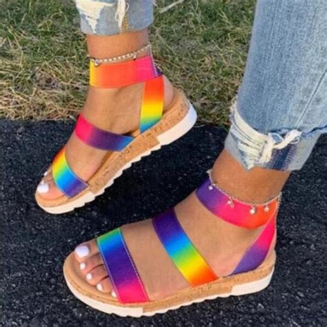 Kaaum Ladies Summer Multi Color Platform Sandals