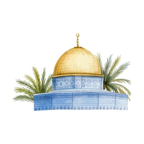 Mesquita cúpula da rocha palmeiras em jerusalém ilustração de