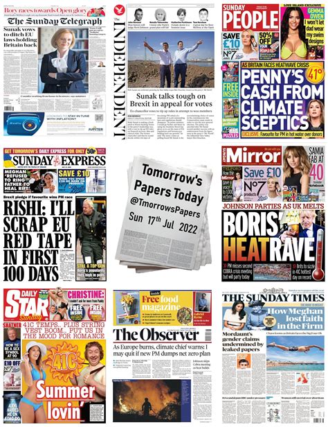 Tomorrows Papers Today On Twitter Summary Of Sunday S Front Pages