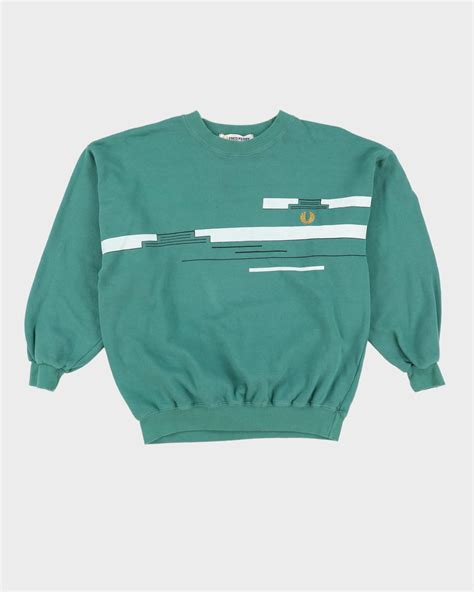 Vintage 80s Fred Perry Green Sweatshirt S Rokit