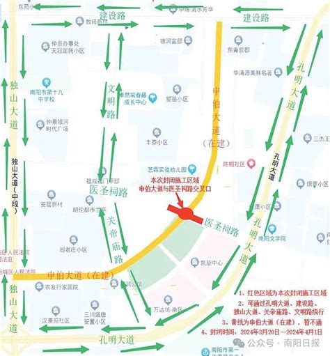 南阳这条道路封闭施工，注意绕行！大道申伯公告