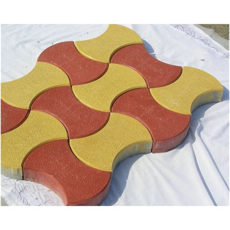 Concrete Outdoor Red And Yellow Interlocking Paver Block Thickness 60