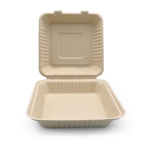 Biodegradable Tableware Fast Food Container Sugarcane Fiber Clamshell