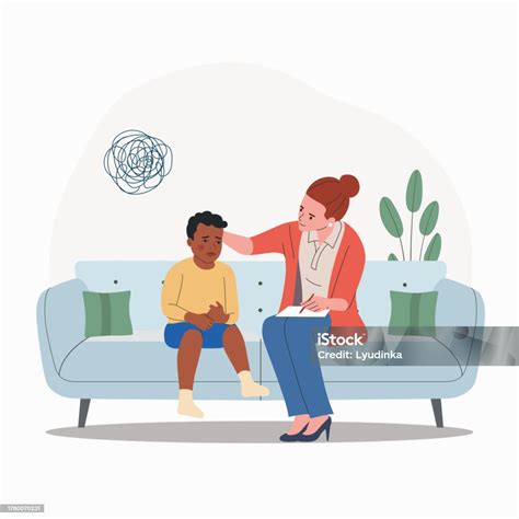 child psychiatrist work  small black boy   sofa psychological