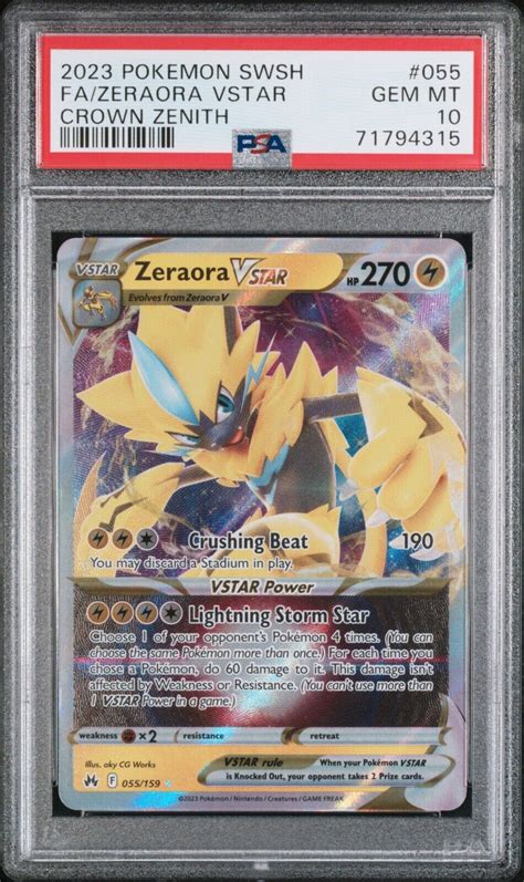 Mavin Pokemon Swsh Crown Zenith Psa Full Art Zeraora Vstar