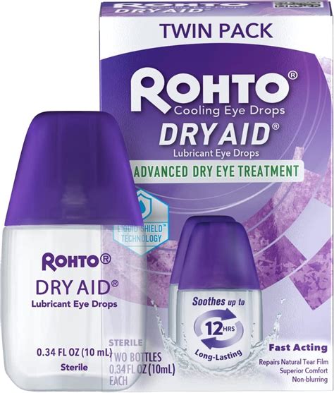 Rohto DryAid Eye Relief Lubricant Eye Drops Twin Pack 0 34 Fl Oz Dry