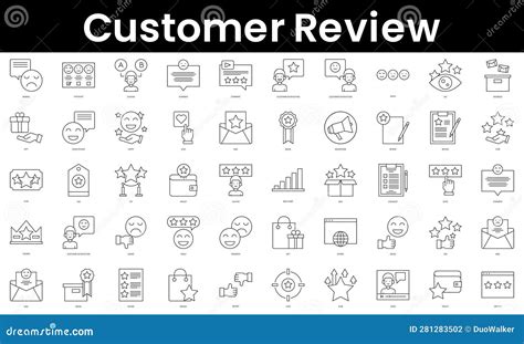 Set Of Outline Customer Review Icons Minimalist Thin Linear Web Icon