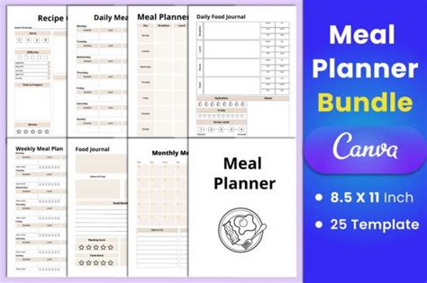 Editable Meal Planner Bundle Canva Graphic By Munjixpro Creative Fabrica