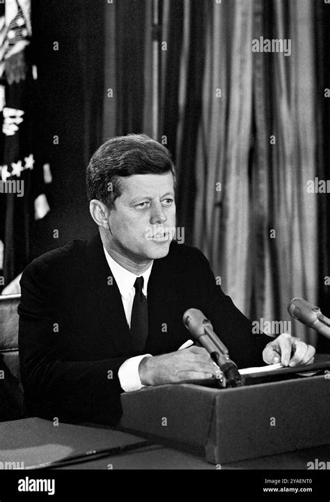 president john  kennedy delivering radio  television address