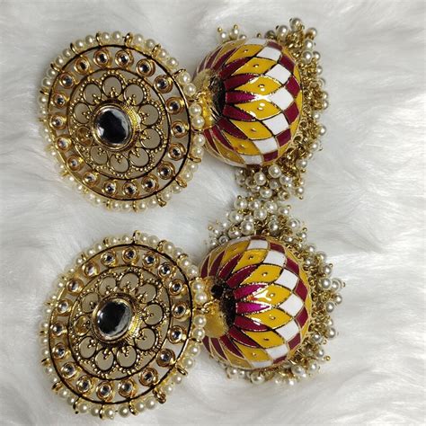 Traditional Floral Earings Meenakari Jhumka For Womens And Girls Hand