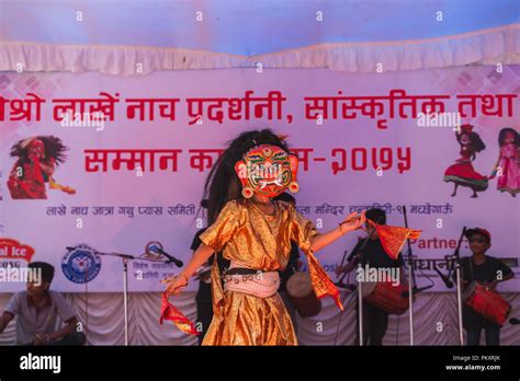 Kathmandunepal Sep 152018 Lakhe Dancer Performing According To