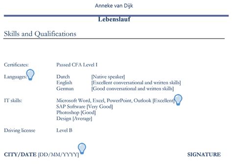 Germany Cv Sample Page Careerprofessor Works