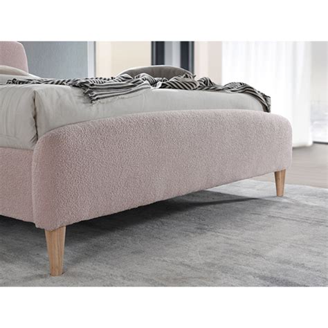 Otley Teddy Bear Fabric Double Bed In Blush Pink Furniture In Fashion