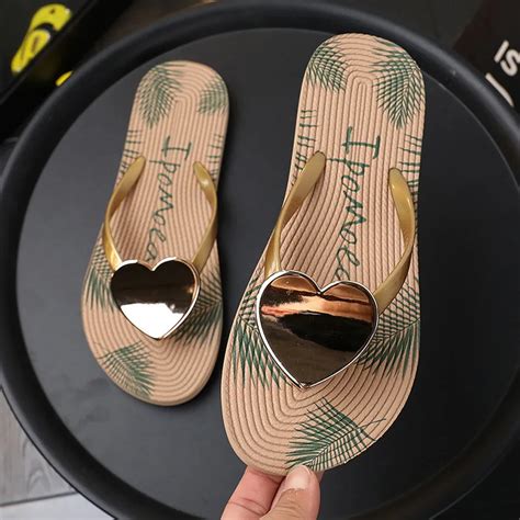 Chanclas De Playa Para Mujer Sandalias Con Forma De Coraz N De Amor