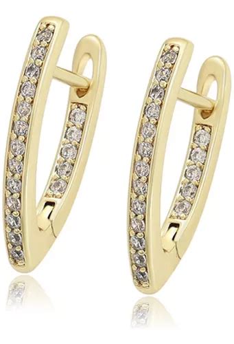 Aretes Oro 14k Lam Swarovski Blanco Regalo Mujer Arracada Meses Sin