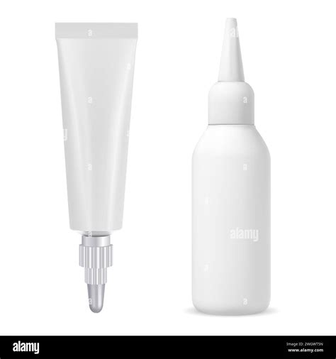 Cosmetic Serum Tube Nozzle Glue Bottle Vector Template Isolated