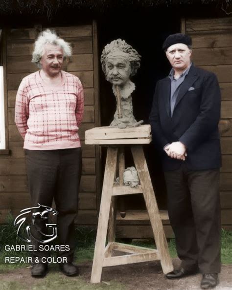 Albert Einstein E O Escultor Jacob Epstein Foto Colorida Por Gabriel