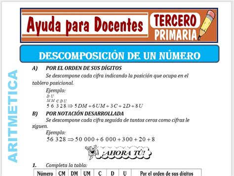 Descomposición De Un Número Para Tercero De Primaria Ayuda Para Docentes