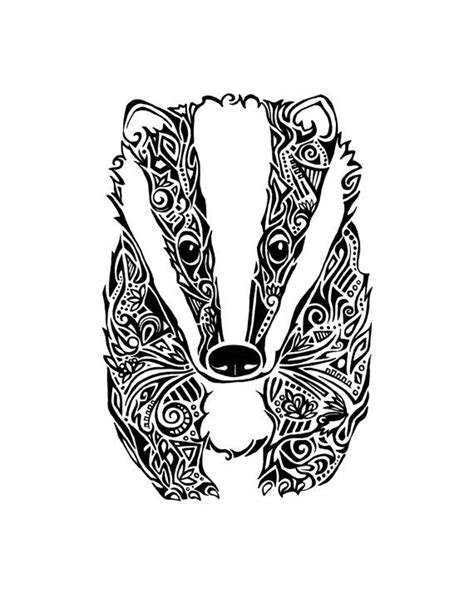 Tribal Badger Print Badger Tattoo Hufflepuff Tattoo Badger Illustration