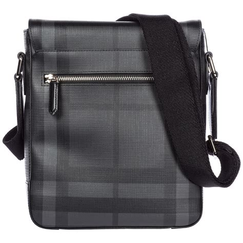 Burberry London Check Crossbody Bag In Charcoal Black Black For Men