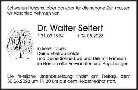 Dr Walter Seifert Traueranzeige Sächsische Zeitung