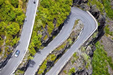 Trollstigeveien Slingerende Weg Bij De Noorse Bergen Noorwegen