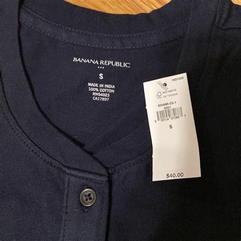 Banana Republic Tops Nwt Banana Republic Heritage Elbow Henley Navy Small Poshmark