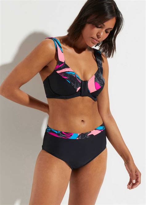 Edler Minimizer Bikini Mit Geschmackvollem Design Schwarz Graphisch