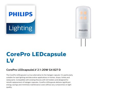 PHILIPS COREPRO G4 2 1W 210LM 2700K WARM WHITE DIMMABLE LED CAPSULE