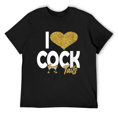 Mens I Love Cocktails Drinking Pun Heart Funny Cocktail T Round Neck T Shirt Black Large