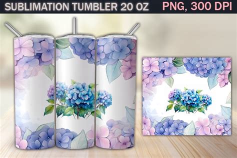 Hydrangea Tumbler Sublimation Oz Floral Tumbler Wrap