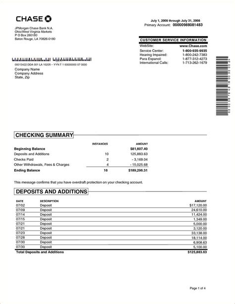 Editable Bank Of America Bank Statement Template