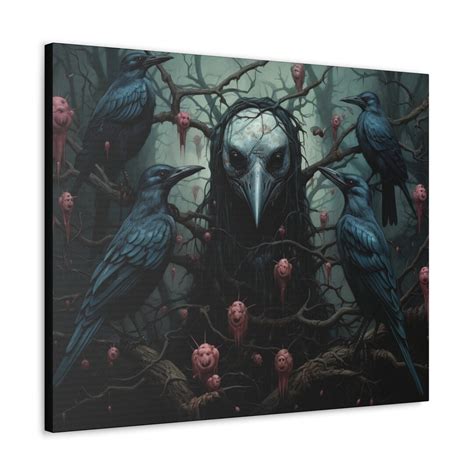 King Of The Crows Black Crow Art Print Canvas Wrap Black Raven