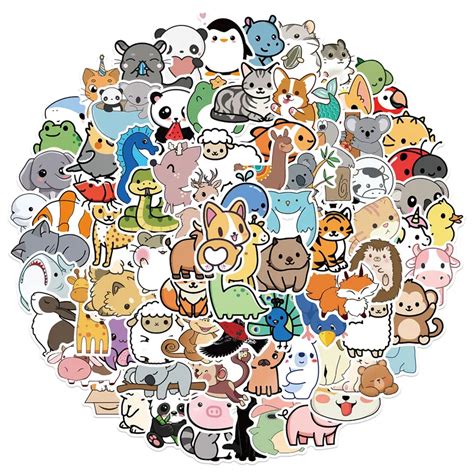 100 Pièces Autocollants Animaux Mignons Pour Enfants Adolescents Vinyle