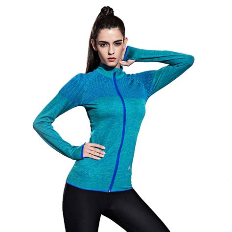 Running Jacket For Women Yoga Zipper Long Sleeve Mandarin Collar Sport