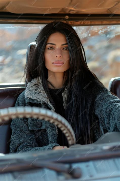 A woman confidently sits in the drivers seat of a car ready to take on