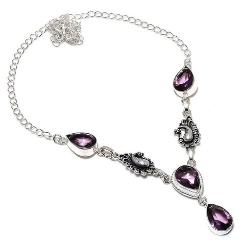 Purple Amethyst Gemstone Handmade 925 Sterling Silver Jewelry Necklaces