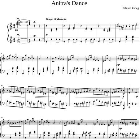 Grieg Anitra S Dance Piano Solo Edvard Hagerup Grieg 1843 1907