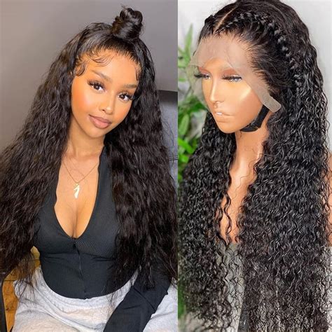 Long Curly Synthetic Hair Wigs Black 13x4 Lace Front Wigs For Black Women Loose