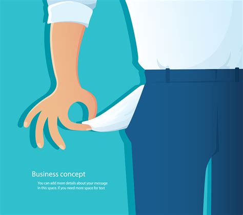 Poor Man Showing His Empty Pockets On Blue Background Vector